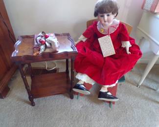 WALNUT TABLE,OLD DOLL