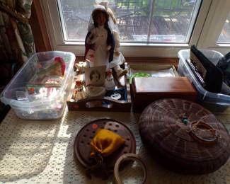 NURSE CAROLER , DOLL, SEWING ITEMS