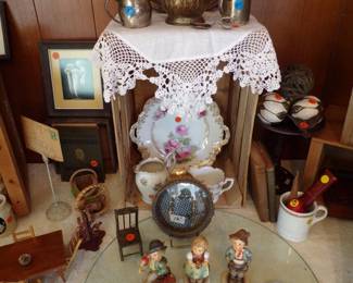 HUMMELS, MINITURE FURNITURE, NICE GLASSWARE