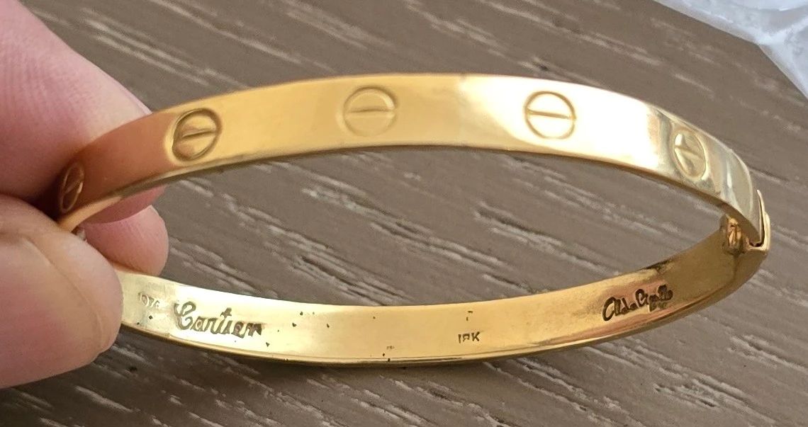 Vintage original 18k gold Cartier Love bracelet signed Aldo Cipullo 