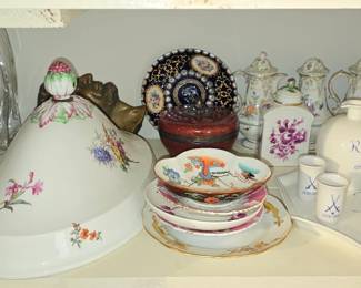 Mid 19th century Meissen Tea Caddy and KPM Porcelain 