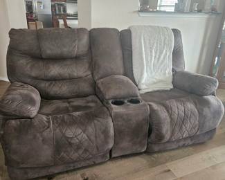 comfy loveseat with cup holders, reclines