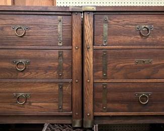 Broyhill 2 Piece Wood  Brass Accents Chest of Drawers with Shelf 2 Sets