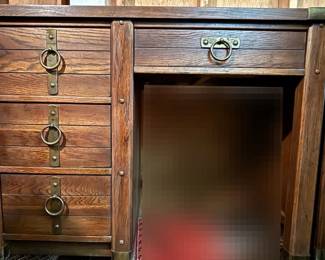 Broyhill Wood and Brass Accents Desk with Hutch