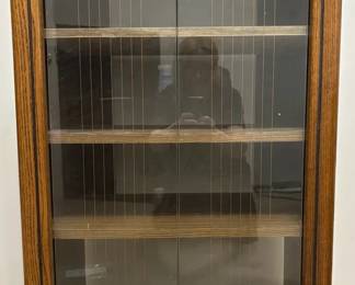 MCM Glass Door Cabinet open Back on Wheels