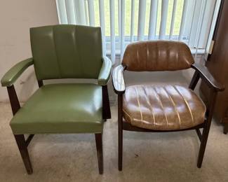 Vintage Vinyl Wood Chairs