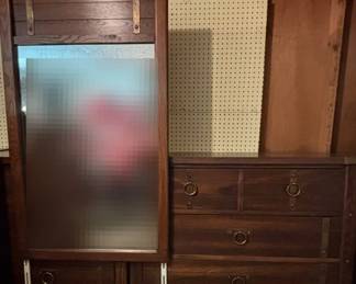 Broyhill Dresser Mirror with Wood and Brass Accents