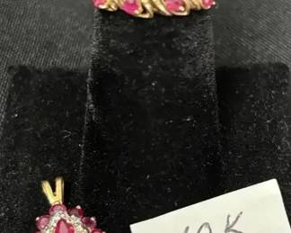 10k Gold With Ruby  Diamond Tested