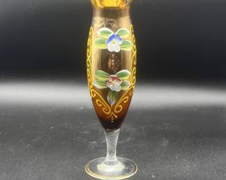 Hand painted Amber Vase