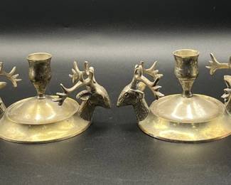 Silverplate Reindeer  Candle holders