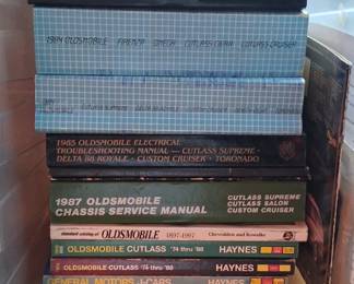 original Oldsmobile Factory Service Manuals and Haynes repair manuals for models from the 1980s.Key titles include specific troubleshooting guides for the 1984 Oldsmobile series, a 1987 Chassis Service Manual for the Cutlass Supreme, and a Haynes manual for General Motors J-Cars.Individual dealer manuals for models like the Cutlass Supreme, Delta 88 Royale, and Toronado are included