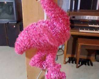 Pink flamingo yard decoration