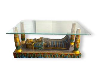 Egyptian Luxor Sculptural Glass Topped Table