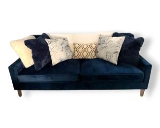 Navy Blue Velvet Love Seat