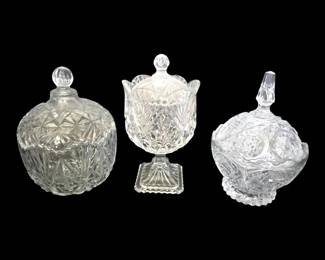 3 Crystal Lidded Candy Jars