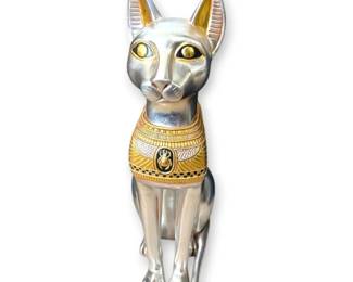 30 Tall Silver  Gold Egyptian Sphinx