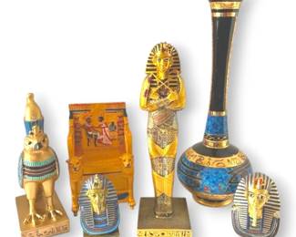 Egyptian Style Throne Box, Blue  Gold Vase,  More Decor