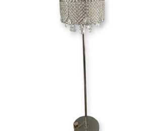 Glass Beaded Lamp Shade With Dangling Glass Teardrops and Metal Base