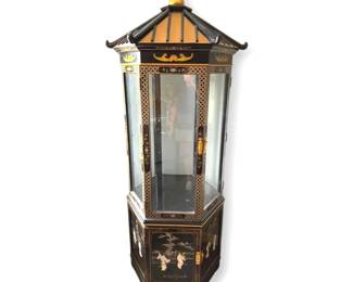 Chinoiserie Black Lacquer Curio Cabinet