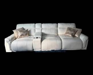 White Leather Sofa With Reclining Seats