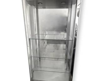 Clear  Mirrored Silver Display Book Shelf