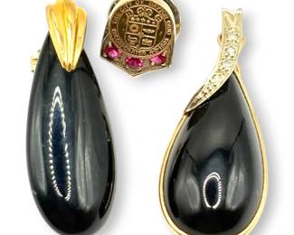 14k Gold Enhancer Pendant w Diamonds, 14k Single Earring,  10k Gold Pin