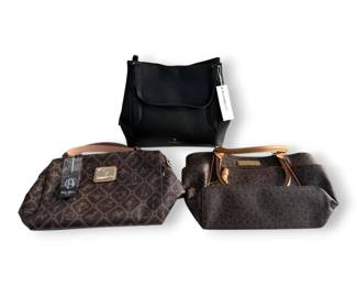 3 Faux Leather Purses  Calvin Klein, Giulia Pueralli,  Liz Claiborne