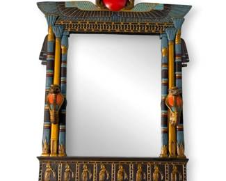 Wadjet Egyptian Wall Mirror with Cobra Sconces
