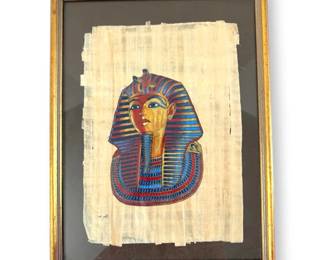 Golden Mask of King Tutankhamun Framed Papyrus Artwork