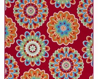 Sonoma Indoor Outdoor Red Floral Medallion Rug 5ftx7.3ft