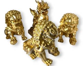 Golden Foo Dog Statues