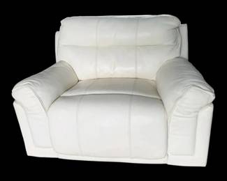 White Leather Electric Reclining Armchair