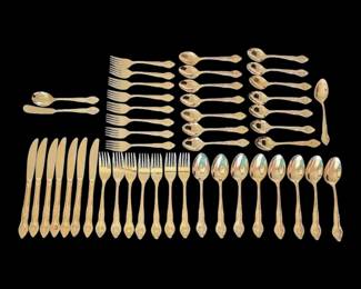 Lifetime Cutlery Gold Electroplate Kings Inn Flatware Set  40 Pieces