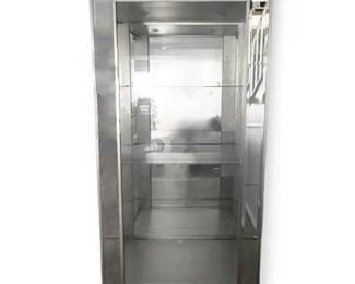 Mirrored Glass Display Case With Four Shelves