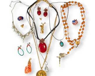 Colorful Necklaces, Earrings, And Pins