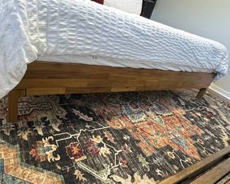 Modern Geometric Wood Headboard Bed Frame