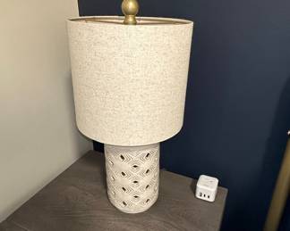 White Geometric Cutout Ceramic Table Lamp Style