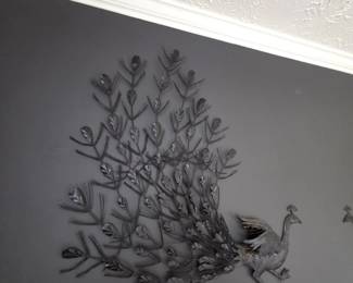 MidCentury Style Metal Peacock Wall Decor
