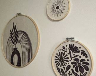 Set of 3 Modern Botanical Hoop Art