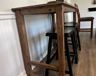 Rustic Farmhouse Counter Height Table Set with 4 Stools