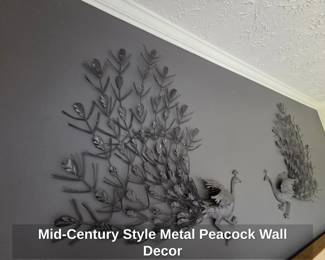 MidCentury Style Metal Peacock Wall Decor second image