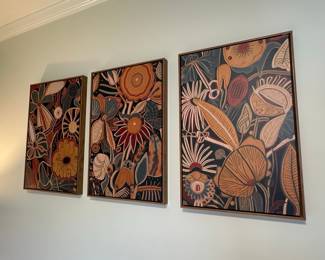 Set of Three Abstract Botanical Print Art Pieces