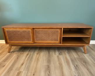 Mid-Century Modern Rattan Media Console