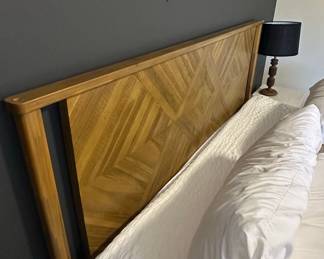 Modern Geometric Wood Headboard Bed Frame