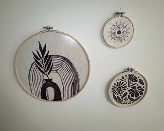 Set of 3 Modern Botanical Hoop Art
