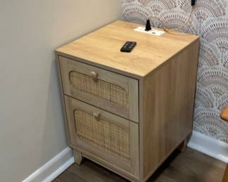 Set of Rattan Style Nightstands