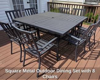 Square Metal Outdoor Dining Set with Chairs