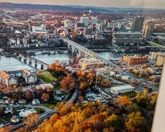 Chattanooga, Tennessee Skyline Print with Ornate Gold Frame