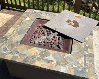 Square Tile-Top Propane Fire Pit Table