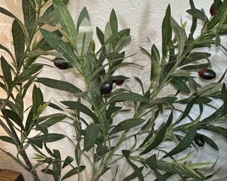 Artificial Olive Tree in White Cylindrical Pot